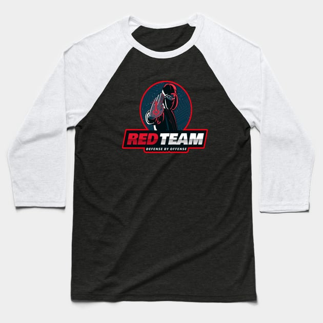 Red Team Defense by Offense Baseball T-Shirt by Cyber Club Tees